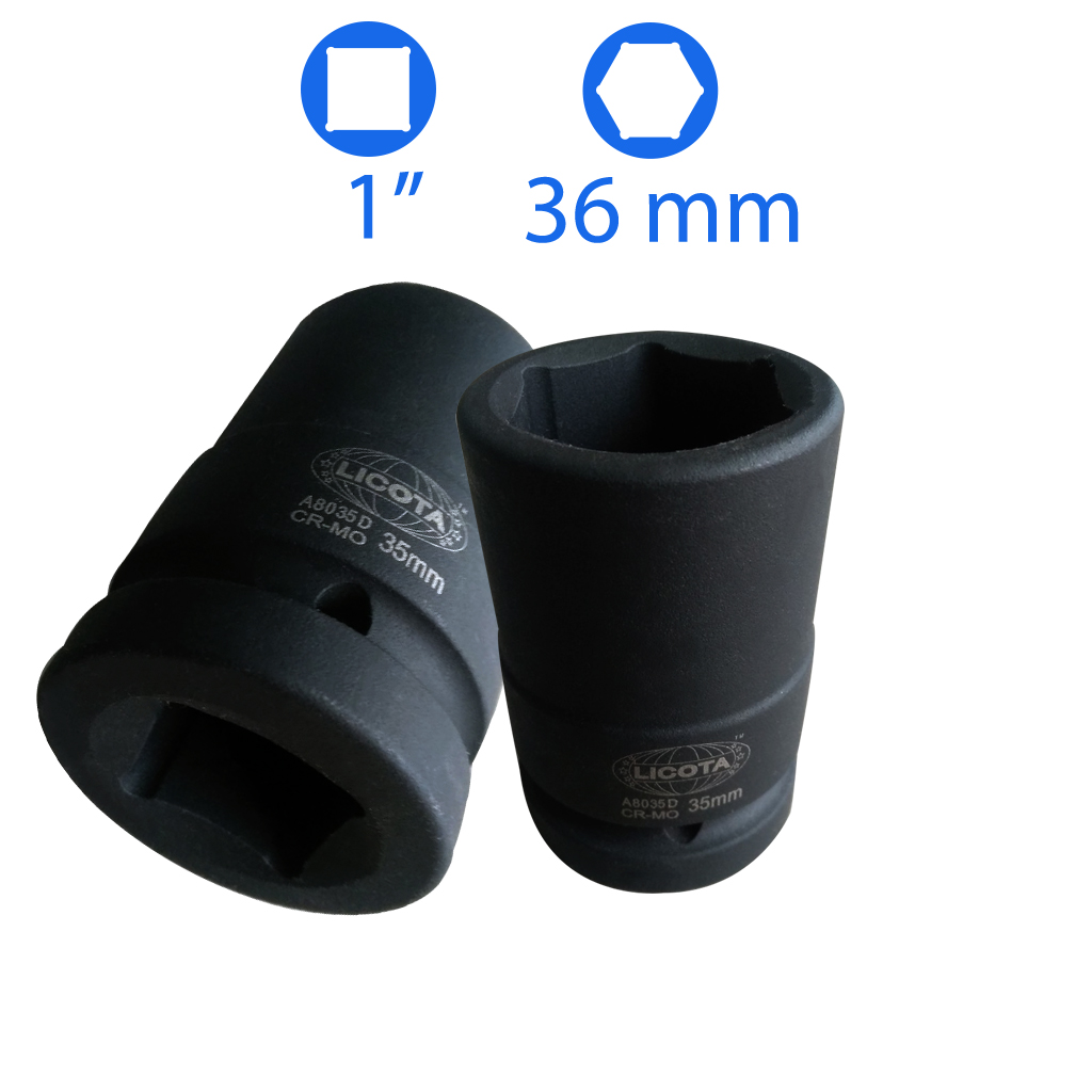 Đầu tuýp xi đen 1 inch, lục giác (6 cạnh) 36mm Licota - A8036D