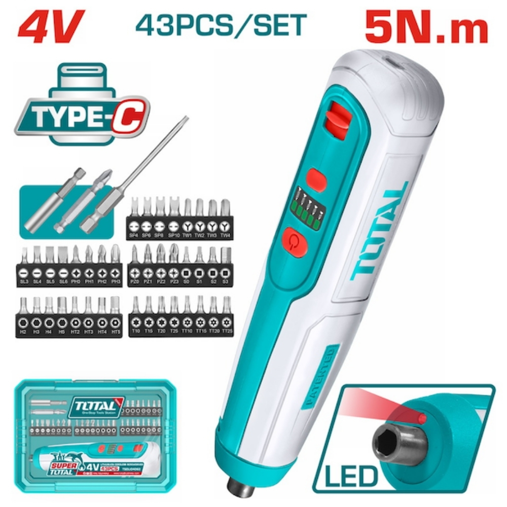 M&aacute;y siết v&iacute;t d&ugrave;ng pin Lithium-Ion 4V Total TSDLI04062 (kh&ocirc;ng k&egrave;m sạc)